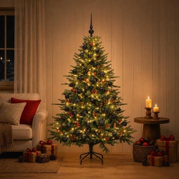 vidaXL Kunstkerstboom met kerstbal 150 cm 150 LEDs Warmwit, Verzenden, Nieuw