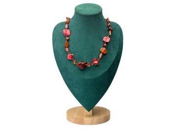 Veiling - Prachtig Collier met Carneool, Parelmoer en Barokp, Gebruikt