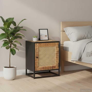 vidaXL Nachtkastje 40x30x50 cm ruw mangohout en natuurlijk, Verzenden, Nieuw, Minder dan 45 cm, Minder dan 55 cm