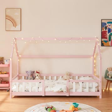 Kinderbed Sisimiut met matras 90x200 cm roze en wit, Verzenden, Nieuw