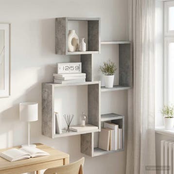 vidaXL Wand Cube Planken Muurmontage Betongrijs 64 x 13,5 x, Verzenden, Nieuw