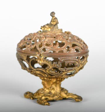 Antieke verguld bronzen of messing wierookbrander /