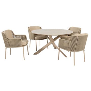 Prado Bernini dining tuinset 130xH75 cm rond 5 delig, Ophalen of Verzenden, Nieuw