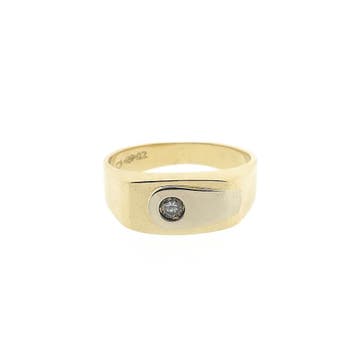 Bicolor gouden herenring met zirconia, Gebruikt, 20 of groter, Heer, Ophalen of Verzenden