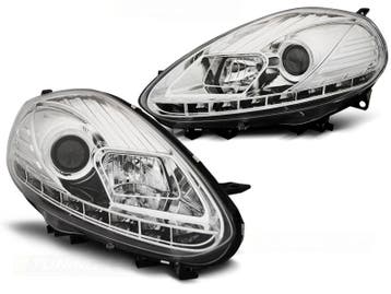 Koplampen Fiat Punto Evo Bj. 09- DRL look chroom, Ophalen of Verzenden, Nieuw