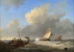 Nicolaas Riegen (1827-1889) - Zeegezicht, Antiek en Kunst, Kunst | Schilderijen | Klassiek