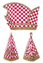 Prins Carnaval Steek Muts Rood Wit Geblokt Brabant Blokjes B, Ophalen of Verzenden, Nieuw, Overige maten, Carnaval