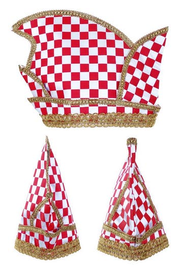 Prins Carnaval Steek Muts Rood Wit Geblokt Brabant Blokjes B, Ophalen of Verzenden, Nieuw, Overige maten, Carnaval