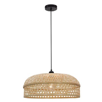 Bamboe hanglamp bruin, Jennifer, Ophalen of Verzenden, Nieuw, Metaal, Landelijk