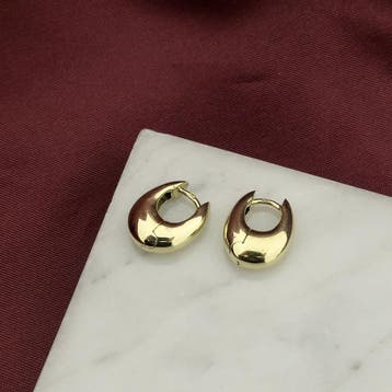 Gouden ovale oorringen (Oorbellen), Sieraden, Tassen en Uiterlijk, Ophalen of Verzenden, Gebruikt, Goud, Goud