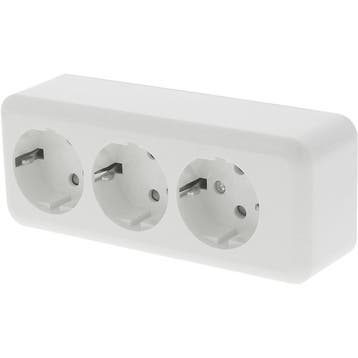 Q-LINK - Wandcontactdoos - Opbouw - 3-voudig Stopcontact -, Kunststof, Overige typen, Nieuw, Ophalen of Verzenden