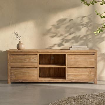 *WOONWINKEL* Tower Living Corona Hoog Tv-meubel Teak - 4 Lad, Verzenden, Nieuw