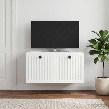 vidaXL Wandbeugel TV-kast Hoogglans Wit 59,5 x 41 x 30 cm, Huis en Inrichting, Kasten | Televisiemeubels, Minder dan 50 cm, Verzenden