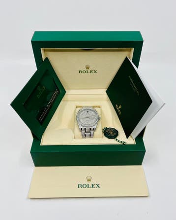 Rolex Datejust 41 - Baguette pave - New  126300 - Iced Out, Staal, Polshorloge, Nieuw, Rolex
