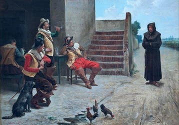 Giovanni Lessi (1852-1922) - Italian soldiers mocking a monk, Antiek en Kunst