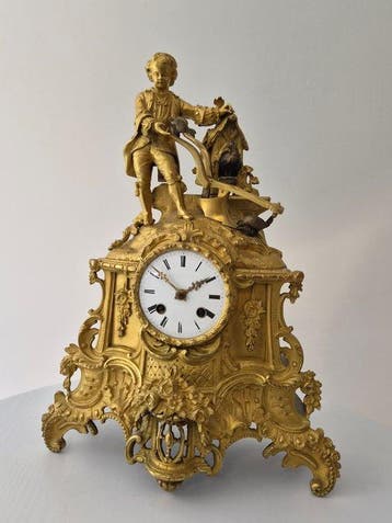 Pendule Rococo stijl Brons - 1800-1850