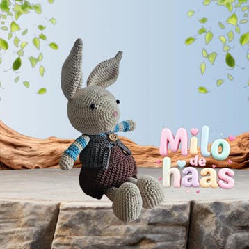 Te koop: Milo de Haas – handgemaakte gehaakte knuffel, Ophalen of Verzenden, Nieuw