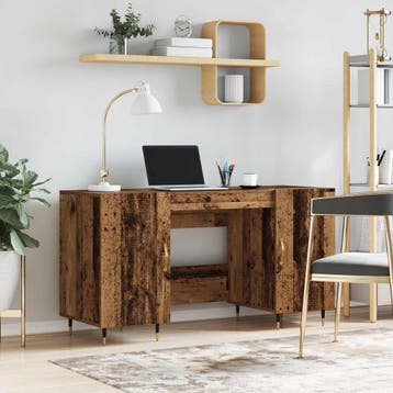 vidaXL Bureau met plank Oud hout 140 x 50 x 75 cm Bewerkt, Verzenden, Nieuw