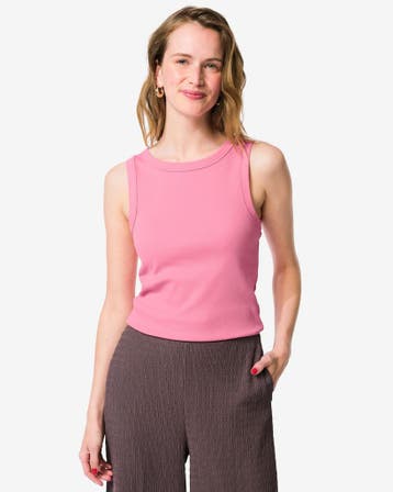 HEMA Damessinglet Dania rib roze, Verzenden, Nieuw