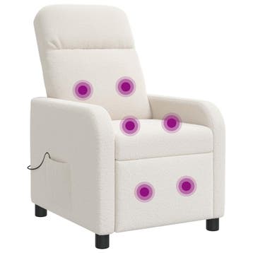 vidaXL Massage Recliner Crèmekleurig Bouclé, Verzenden, Nieuw