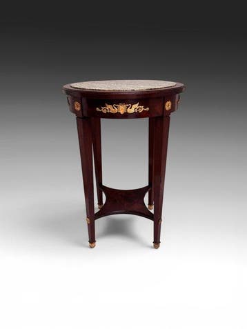 Bijzettafel - Hout, Marmer, Verguld brons, Antiek en Kunst