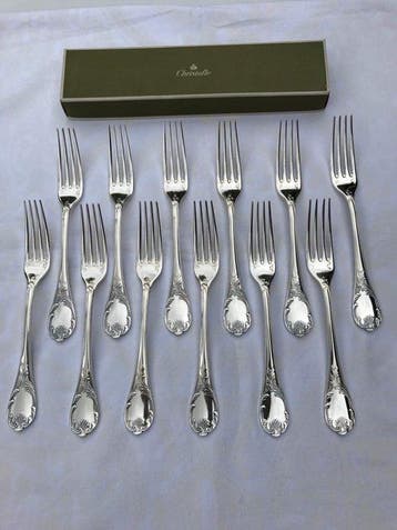 Christofle - Vork - 12-delige eetvorken-set, model Marly. -