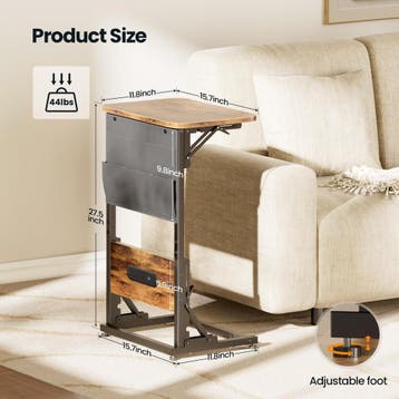 Laptoptafel - Bijzettafel - Verstelbaar - 70x40x30 - Bruin -, Verzenden, Zo goed als nieuw