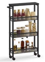 Smalle Keukentrolley 4 Lagen – Op Wielen, Staal & Hout, Verzenden, Nieuw