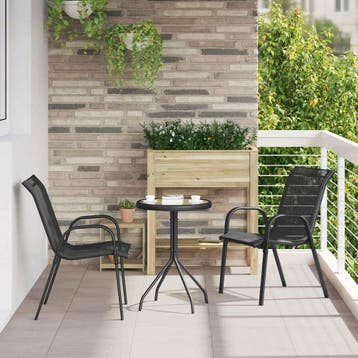 vidaXL Tuin Bistro Set 3 st Zwart Staal, Tuin en Terras, Verzenden, Nieuw, Rvs, 3 zitplaatsen