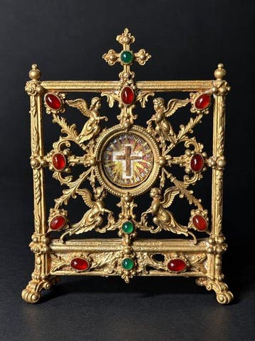 Reliekhouder - Legering - 1800-1850 - S. Crucis D.N.J.C., Antiek en Kunst