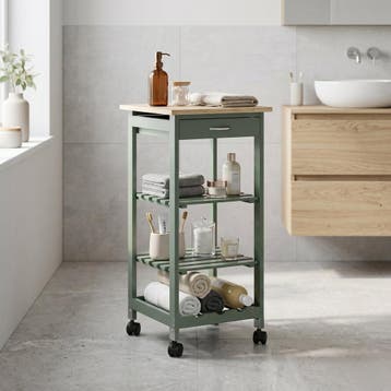 Serveerwagen Bolmanralu 76x37x37 cm groen naturel en zwart [, Verzenden