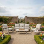 Lola stoel bank loungeset 4 delig latte zand aluminium teak, Ophalen of Verzenden, Nieuw, Aluminium