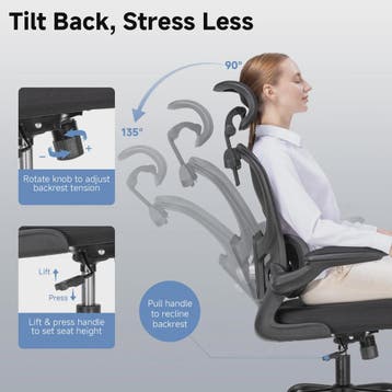 Ergonomische bureaustoel met 3D hoofdsteun, lendensteun en g, Verzenden, Nieuw