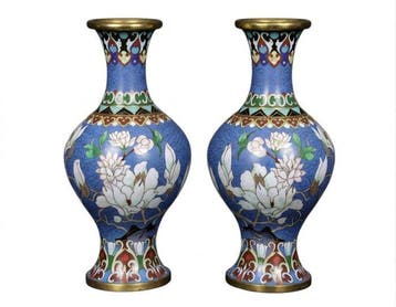 Vaas - Emaille, Messing - China (Zonder minimumprijs)