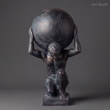 Beeld, XL sculptuur. Atlas 69 cm / 9 kg - 69 cm - MGO