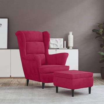 vidaXL Fauteuil met voetenbank fluweel wijnrood, Verzenden, Nieuw