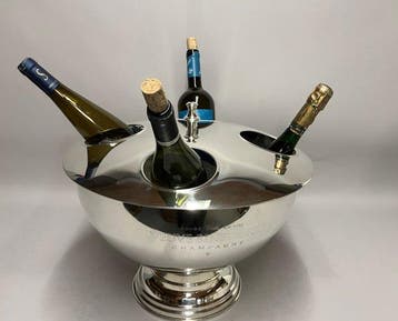 Champagne koeler - Zilver verguld messing - voor vier tot