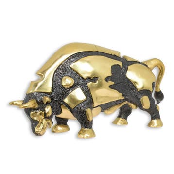 A MODERNIST BRONZE SCULPTURE OF A BULL - BLACK AND GOLD, Verzenden, Nieuw