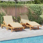 vidaXL Ligstoel 3 pcs Beige 200 x 67 x 84 cm Massief, Tuin en Terras, Ligbedden, Verzenden, Nieuw
