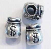 Per stuk Metalen European-style kraal Zak geld. 11 mm, Ophalen of Verzenden, Nieuw, Kraal