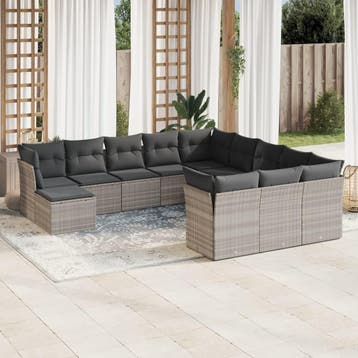 vidaXL 12-delige Loungeset met kussens poly rattan, Verzenden, Nieuw, Loungeset