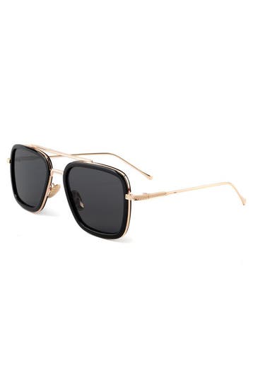 KIMU® Zonnebril 70s Pilotenbril Goud Montuur Zwarte Glazen, Ophalen of Verzenden, Nieuw, Feestartikel, Carnaval
