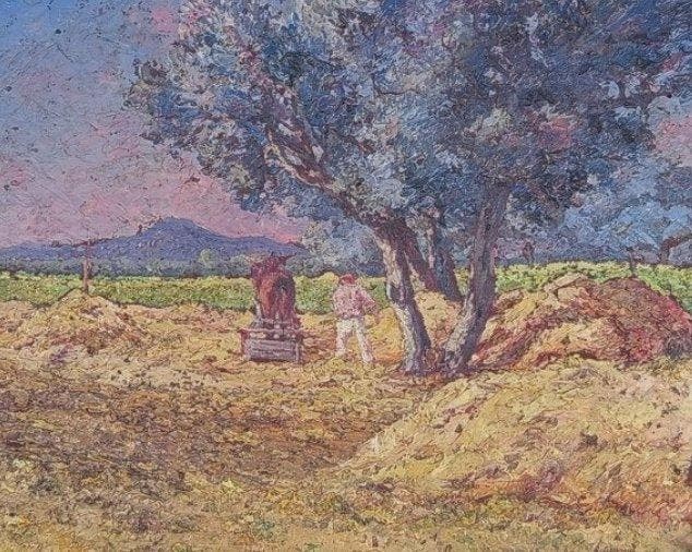 Eugène Giraud (XX) - Labourage des champs, Antiek en Kunst, Kunst | Schilderijen | Klassiek