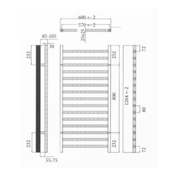 Elektrische Radiator Sanicare Qubic 126.4x60 cm Chroom Met, Doe-het-zelf en Verbouw, Verwarming en Radiatoren, Ophalen of Verzenden