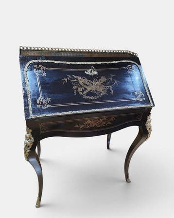 Bureau - Hout, Goud - FrenchBonheur-duJour