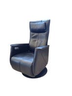 Prominent Toscana zwart leren sta op en relaxfauteuil, Minder dan 75 cm, Ophalen of Verzenden, Zo goed als nieuw, 50 tot 75 cm