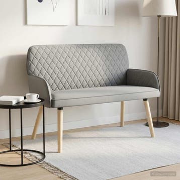 vidaXL 2-zitsbank met massief houten poten 2-zits Lichtgrijs, Verzenden, Minder dan 150 cm, Stof, Nieuw