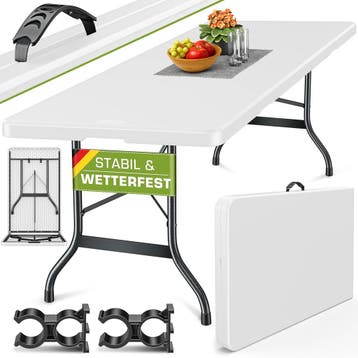 Inklapbare tafel - Klaptafel - Vouwtafel - 220x70 cm - Wit -, Verzenden, Zo goed als nieuw