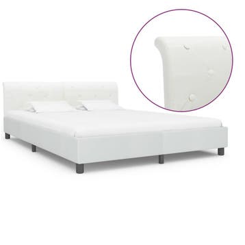 vidaXL Bedframe kunstleer wit 180x200 cm, Overige materialen, Eenpersoons, Verzenden, Wit