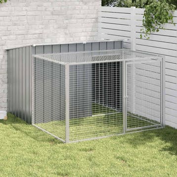 vidaXL Hondenhok met ren antraciet 153x194x110 cm, Verzenden, Nieuw